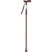 Folding cane in bronze-black aluminum, fully extended