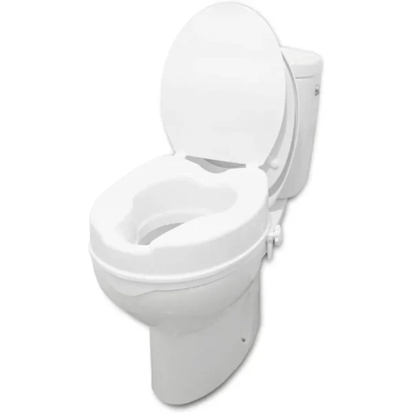 Toilet seat raiser with lid 10 cm mounted on toilet