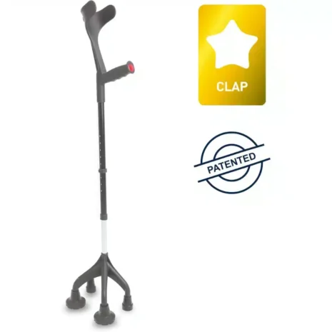 Fyrbent krycka med ergonomiskt handtag och halkfri bas – patenterad CLAP-design