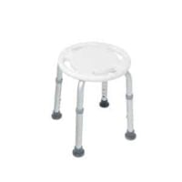 Shower stool with handle and adjustable height - round white seat and gray non-slip legs