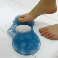 a foot on a blue massager