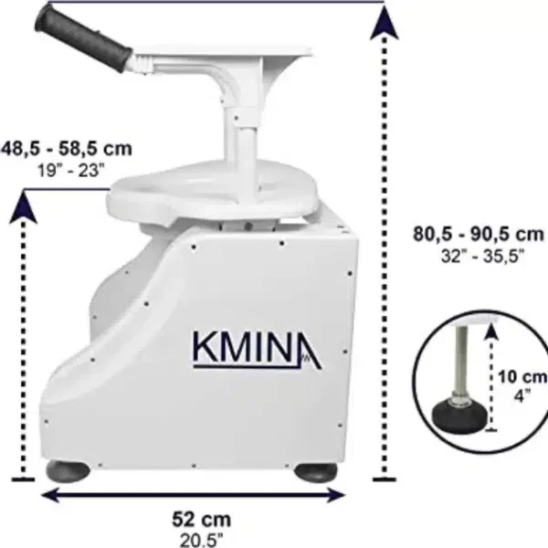Dimensions of electric toilet lift for independent living in side view