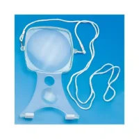 Magnifying glass with neck strap and support for hands-free use when reading or doing hobbies