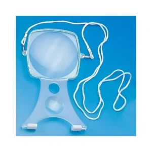 Magnifying glass with neck strap and support for hands-free use when reading or doing hobbies