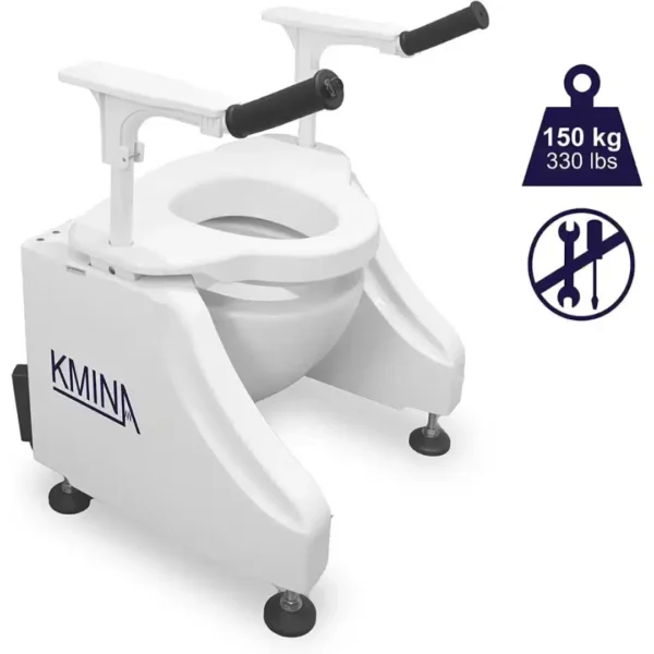 Electric toilet lift with CE marking and handrail support