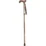 Utfälld promenadkäpp i brons med trähandtag och gummifot.