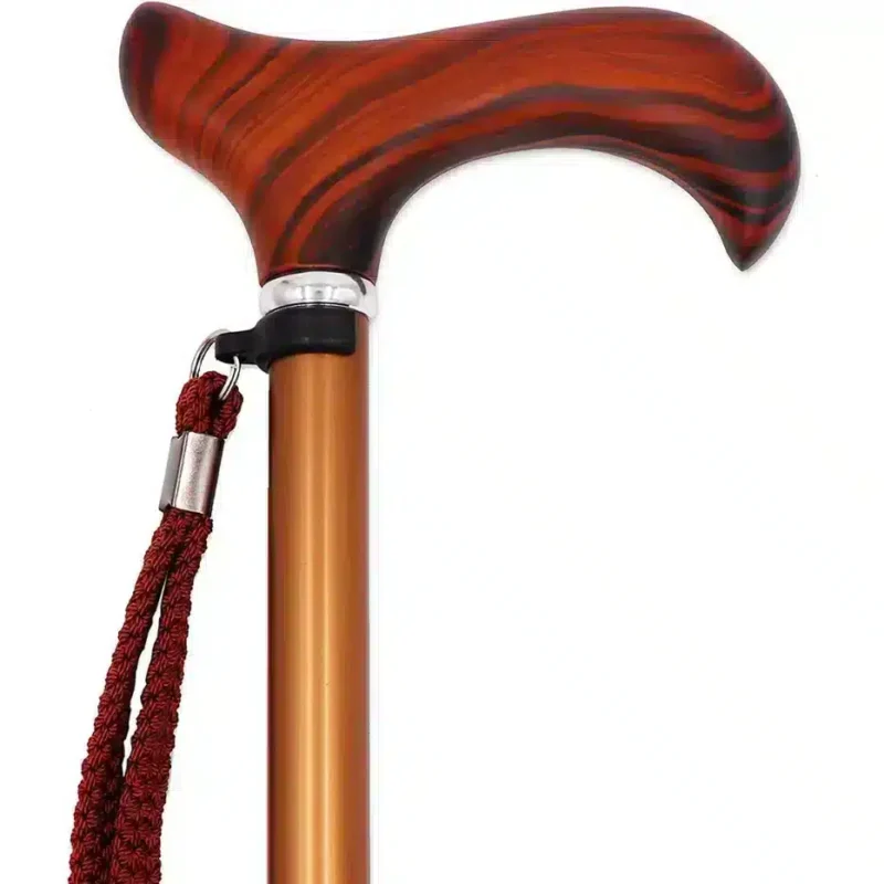 Ergonomiskt trähandtag med rem Trähandtag och handledsrem på justerbar käpp i trädesign