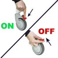 Wheel lock function with green ON and red OFF marking