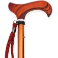 Ergonomiskt trähandtag på justerbar käpp med handledsrem