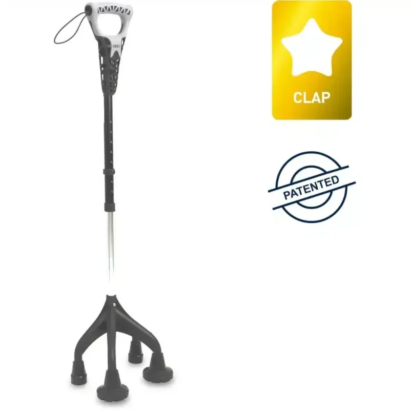 Ergonomisk fyrpunktskäpp med CLAP-patent och halkfria fötter