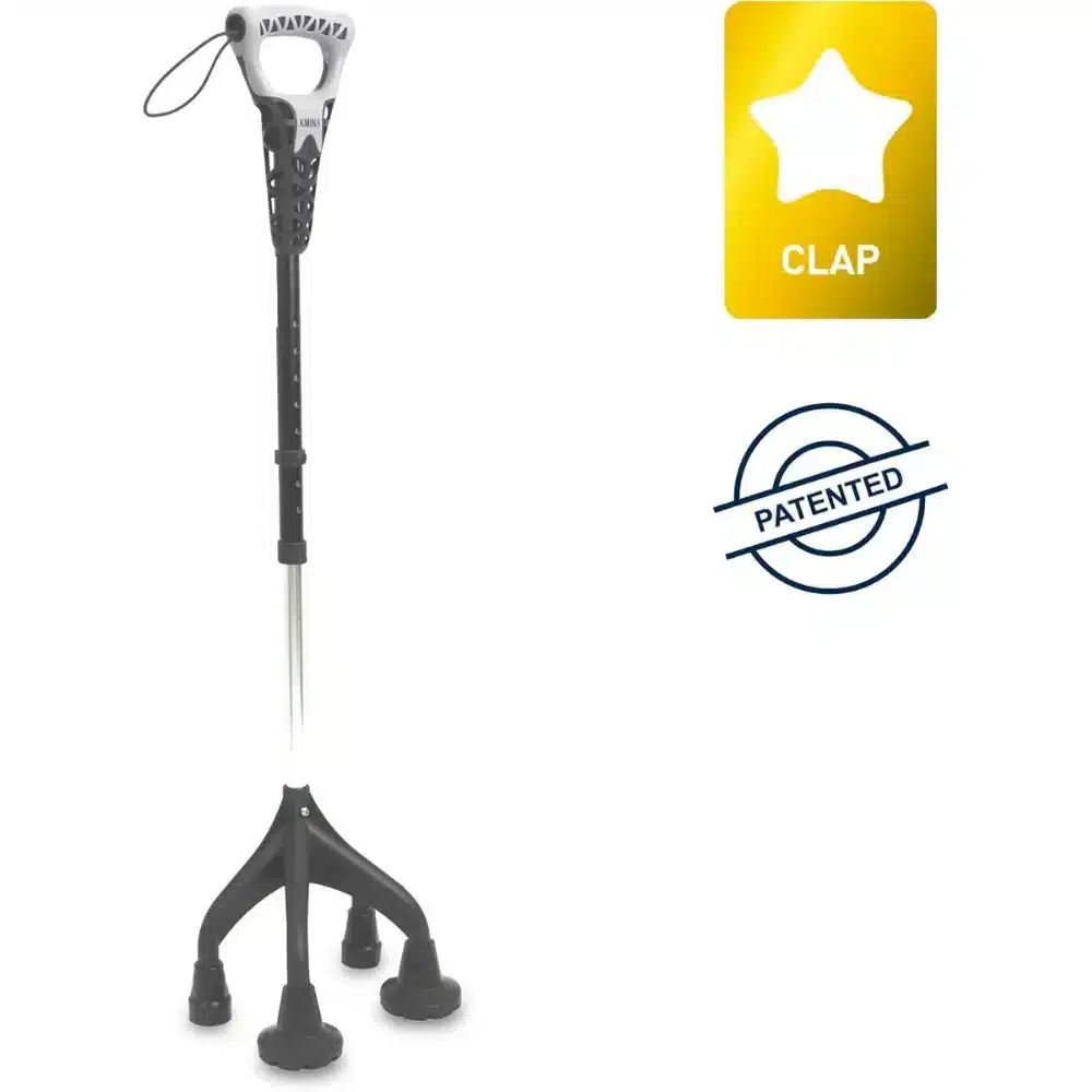 Ergonomisk fyrpunktskäpp med CLAP-patent och halkfria fötter