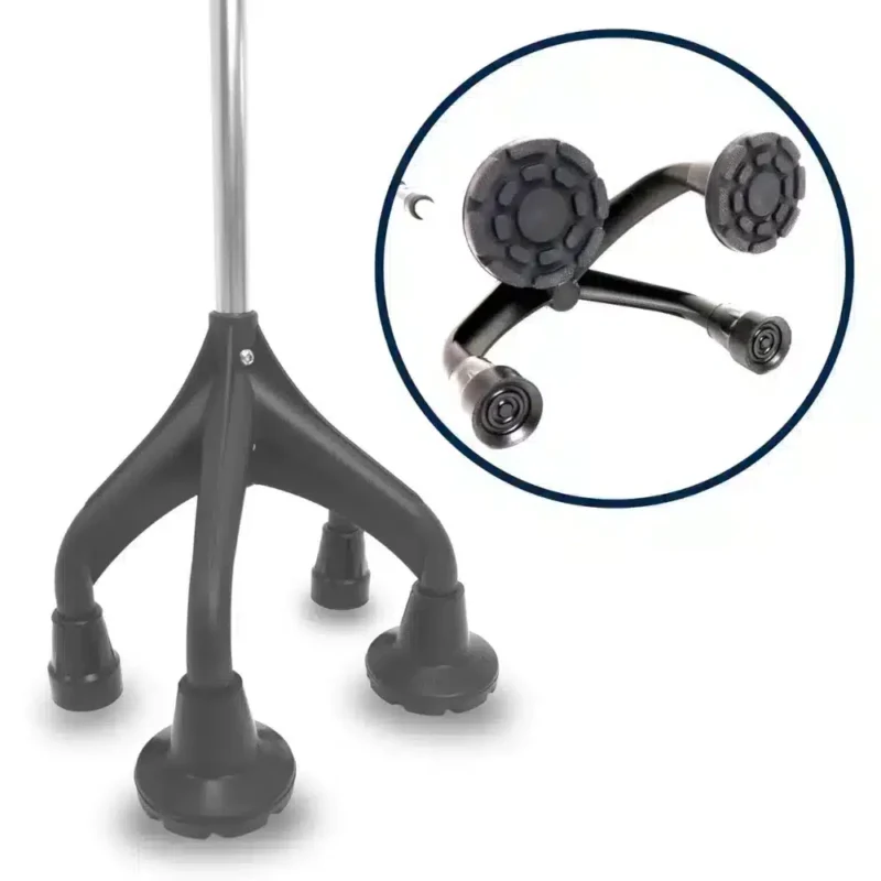 Flexibel bas med individuellt rörliga gummifötter Rörlig fyrbent bas med halkskydd för ökad markkontakt