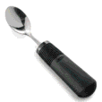 Tesked med stort grepp. a spoon with a black handle