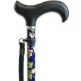 a cane with a black handle