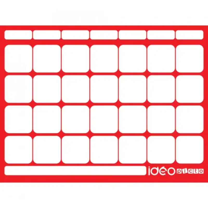 Magnetisk Planeringstavla med Tydligt Rutnät för Veckoplanering Magnetisk Planeringstavla med en röd ram och ett vitt rutnät utformad för att organisera en vecka med hjälp av kort eller piktogram.