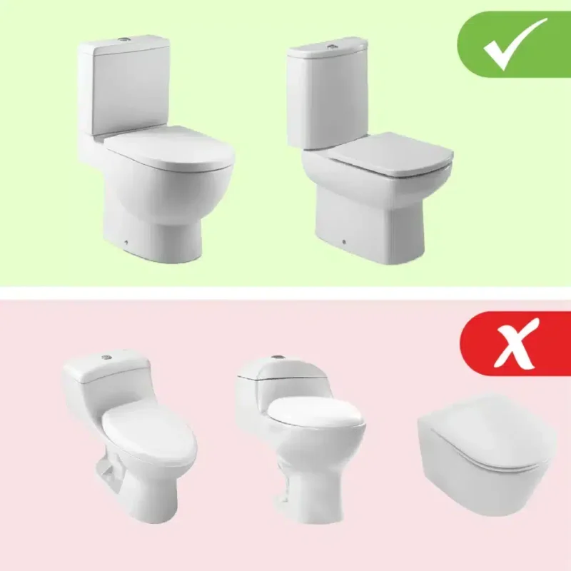 Kompatibilitet hygienmunstycke toalett Illustration av toalettmodeller som är kompatibla eller ej med hygienmunstycket
