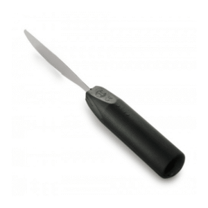 Lightweight knife with black ergonomic handle and stainless steel blade