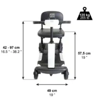 Vikbar elscooter för vuxna med mått och sits