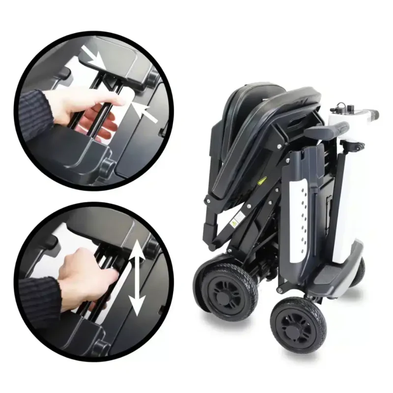 Kompakt design – tar minimal plats Vikbar elscooter visad i flera vinklar hopfälld