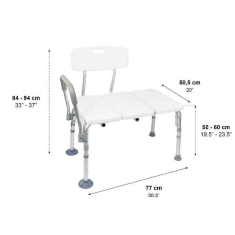 blob-2-41.jpg Badkarssits med Handtag a white shower chair with height measurements