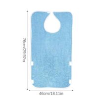 Washable bib for adults in blue polyester, 76 x 46 cm, waterproof and reusable.