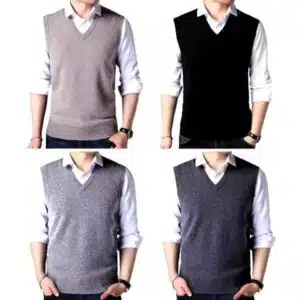 a collage of a man wearing a vest