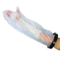 a hand with a plastic bag on it
