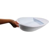 a hand holding a white bowl