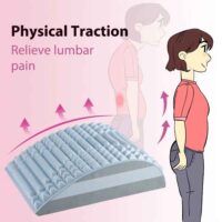 Illustration of lumbar spine support showing physical traction and pain relief in the lumbar spine.
