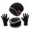 Vinter set. a black knit hat scarf and gloves