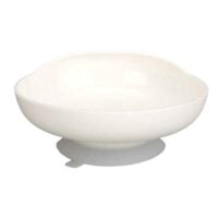 White spill-free bowl with sloping edge and non-slip bottom