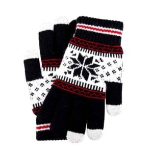 a pair of black and white gloves