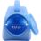 a blue container with a measuring tape
