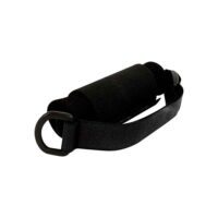 Black assistive band for grip aids with adjustable strap and D-ring
