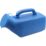 Urinbehållare med lock. a blue plastic urinal with a handle