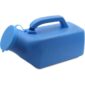 Urinbehållare med lock. a blue plastic urinal with a handle