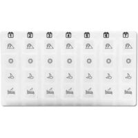 a plastic pill box with icons