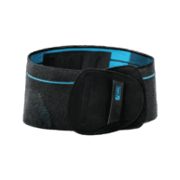 Backrest and Back Belt XL-Black backrest and back belt Formfit Pro Back with adjustable design and blue details.
