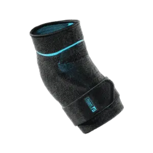 Formfit Pro Elbow armbågsstöd i svart med blå detaljer, visande anatomisk design för stöd och smärtlindring.