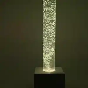 a tall cylinder with bubbles in it