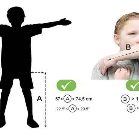 Storleksguide för korrekt inställning av barnkrycka Måttguide för att välja rätt höjd på barnkryckor