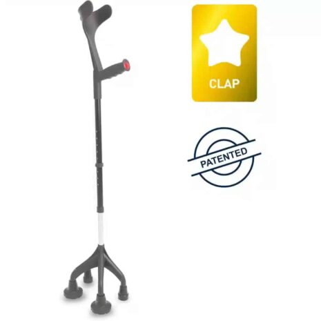 Fyrbent krycka med ergonomiskt handtag och halkfri bas – patenterad CLAP-design