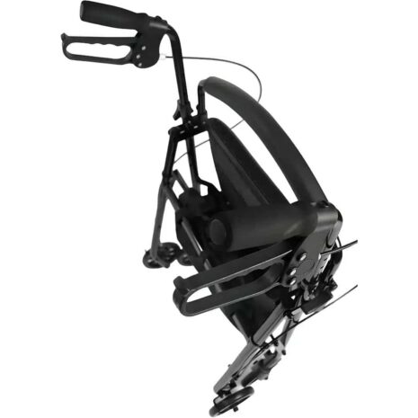 Hopfälld hopfällbar rollator Hopfällbar rullator lättvikt Hopfälld hopfällbar rollator med 4 hjul lättvikt i svart aluminium, kompakt för förvaring och transport.