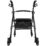 Hopfällbar rullator lättvikt Hopfällbar rollator med 4 hjul i svart aluminium sedd framifrån med sits, ryggstöd och förvaringskorg.