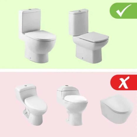 Kompatibilitet hygienmunstycke toalett Hygienmunstycke Illustration av toalettmodeller som är kompatibla eller ej med hygienmunstycket