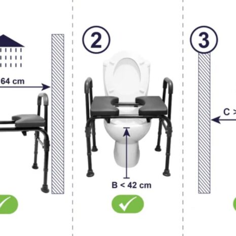 Justerbar Toalettstol 3 i 1 måttillustration Justerbar Toalettstol 3 i 1 måttillustration