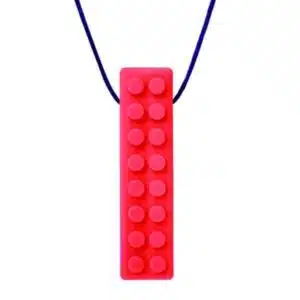 a red necklace with a blue string