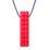 a red necklace with a blue string