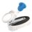 nagelklippare med förstoringsglas. a white and blue device with a blue handle