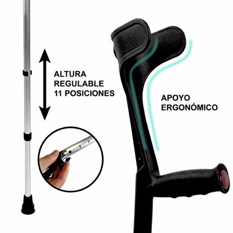 Ortopediska kryckor med ergonomiskt handtag och stöd för naturlig armposition Ortopediska kryckor med ergonomiskt handtag och stöd för naturlig armposition